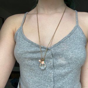 Long Gold Ditsy Jeweled Necklace